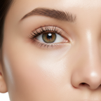 Beauty of Joseon Revive Eye Serum – Close-up of Western woman's bright smooth under-eye skin after Retinal Ginseng serum treatment

