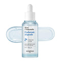 SKINFOOD Blue Chamomile Hyaluronic Ampoule 50ml light blue dropper bottle with blue gel swatch on white background
