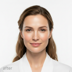 COSRX Advanced Snail Radiance Dual Essence 80ml – Western model AFTER with visibly brighter and more radiant skin after essence use
