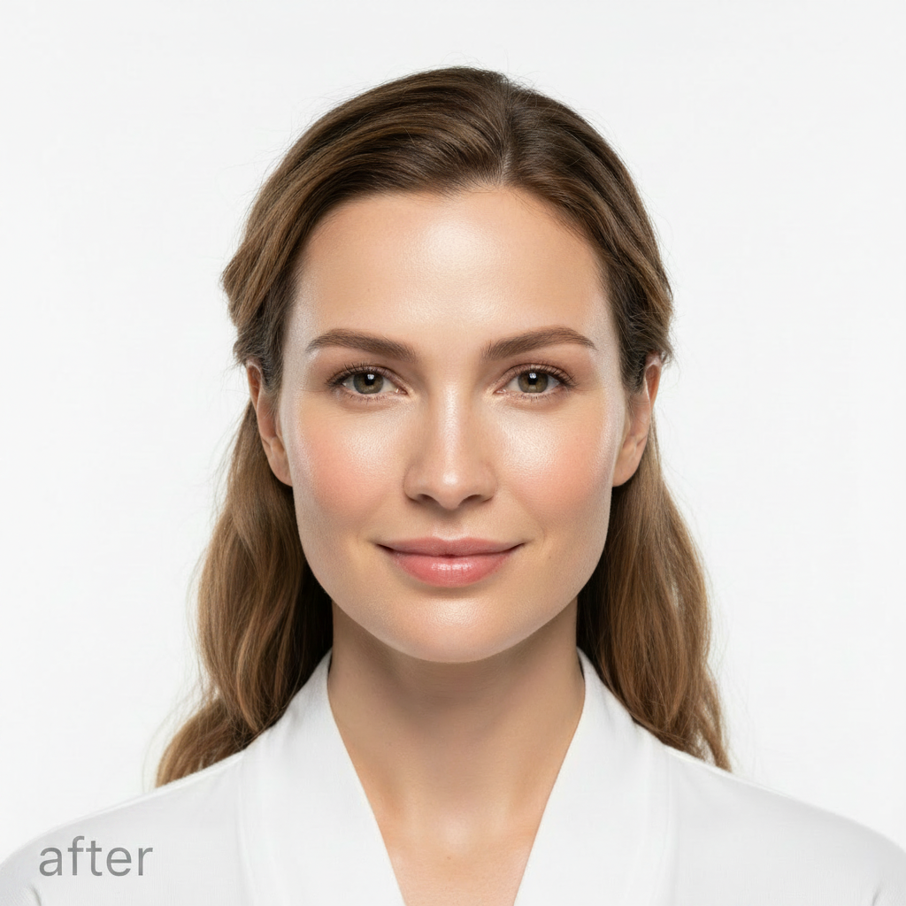 COSRX Advanced Snail Radiance Dual Essence 80ml – Western model AFTER with visibly brighter and more radiant skin after essence use

