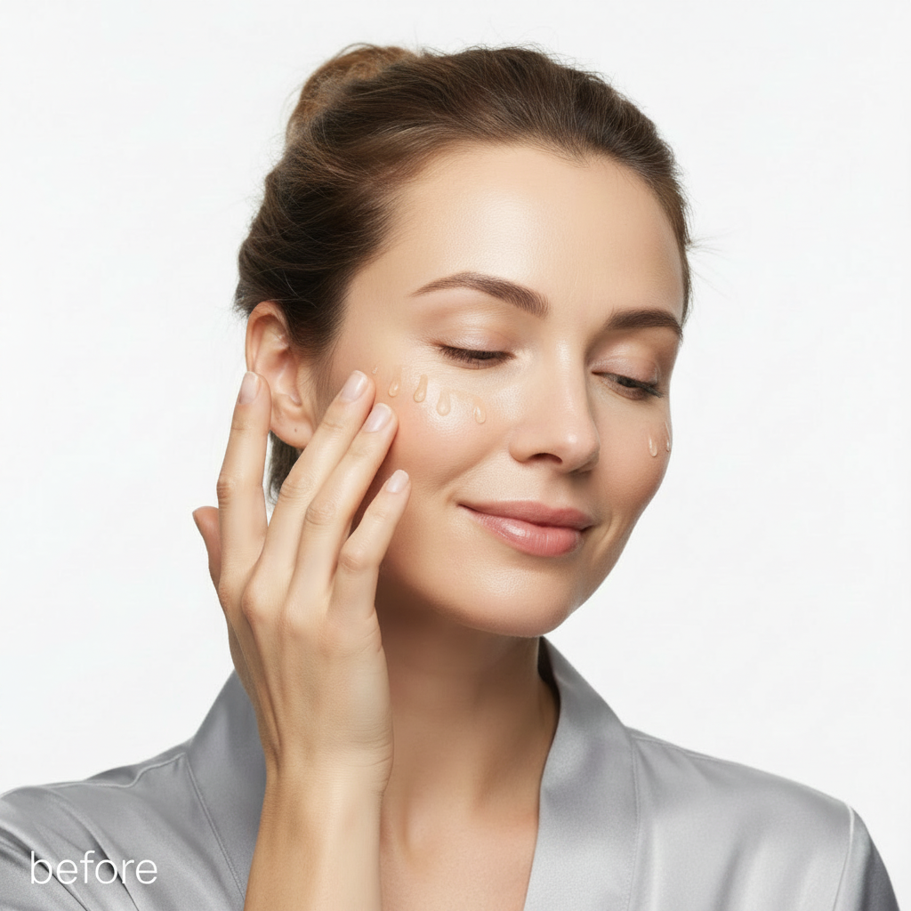 COSRX Advanced Snail Radiance Dual Essence 80ml – Western model BEFORE applying snail radiance dual essence for skin brightening
