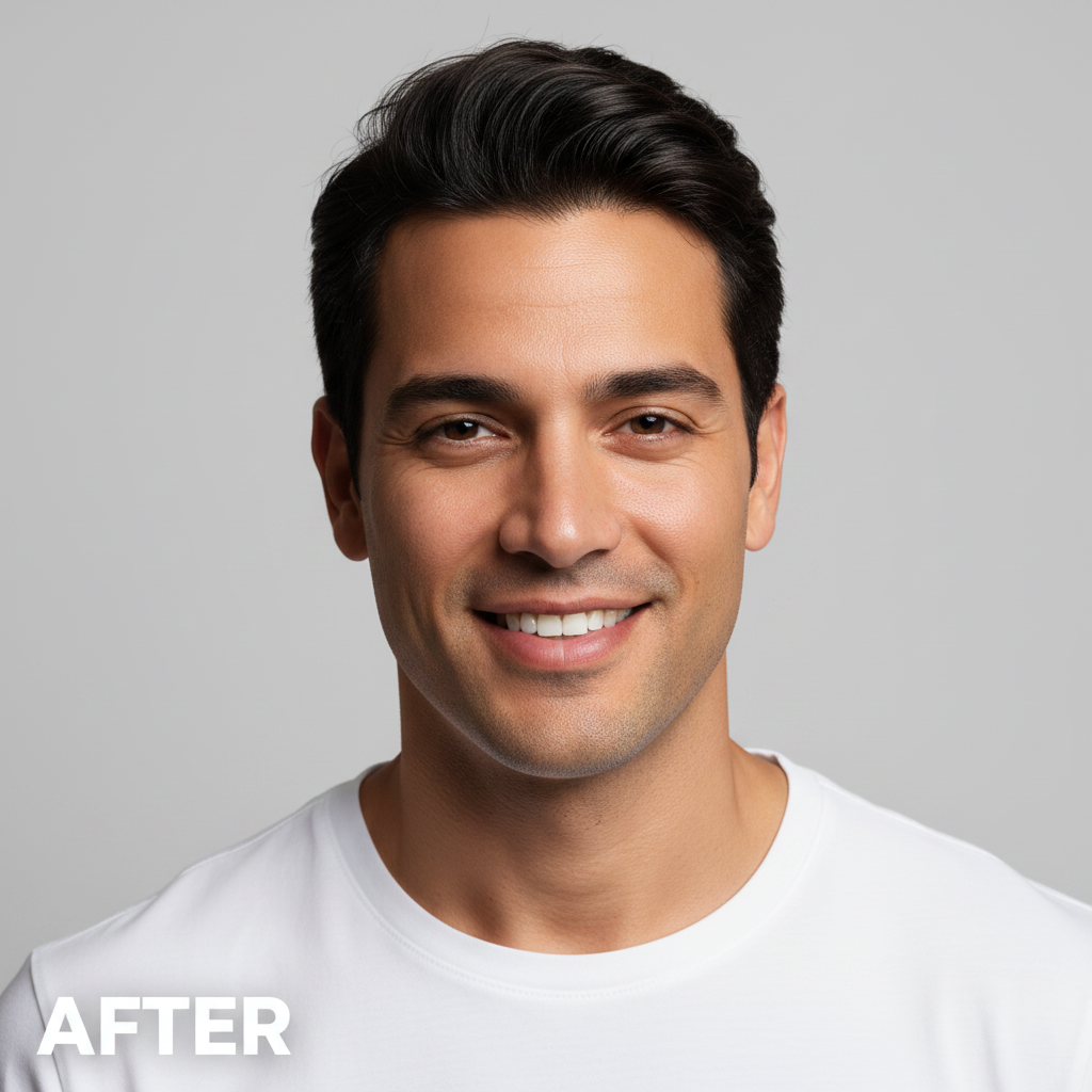 Middle Eastern male model after using IOPE Men Cleanser - refreshed clean skin
