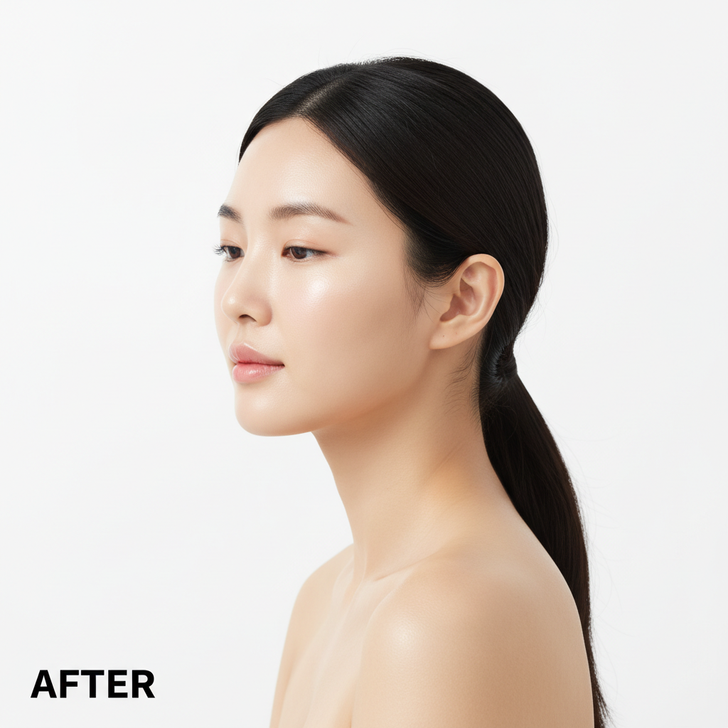 COSRX The Ceramide Skin Barrier Moisturizing Mist 120ml – Korean model AFTER with luminous even skin tone and strengthened moisture barrier after ceramide mist
