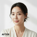 COSRX Airy-Light Invisible Sun Stick SPF50+ PA++++ 19g – Korean model AFTER with clear smooth dewy skin after invisible SPF50+ sun stick application
