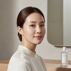 Korean woman with glowing plump hydrated skin after BRINGGREEN Bamboo Hyalu Hydrating Toner
