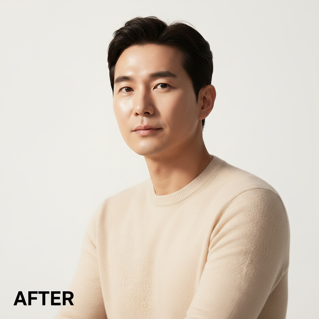 IOPE Men All Day Perfect All-in-One 120ml - clear firm hydrated skin after all-in-one skincare application AFTER
Korean male AFTER 1