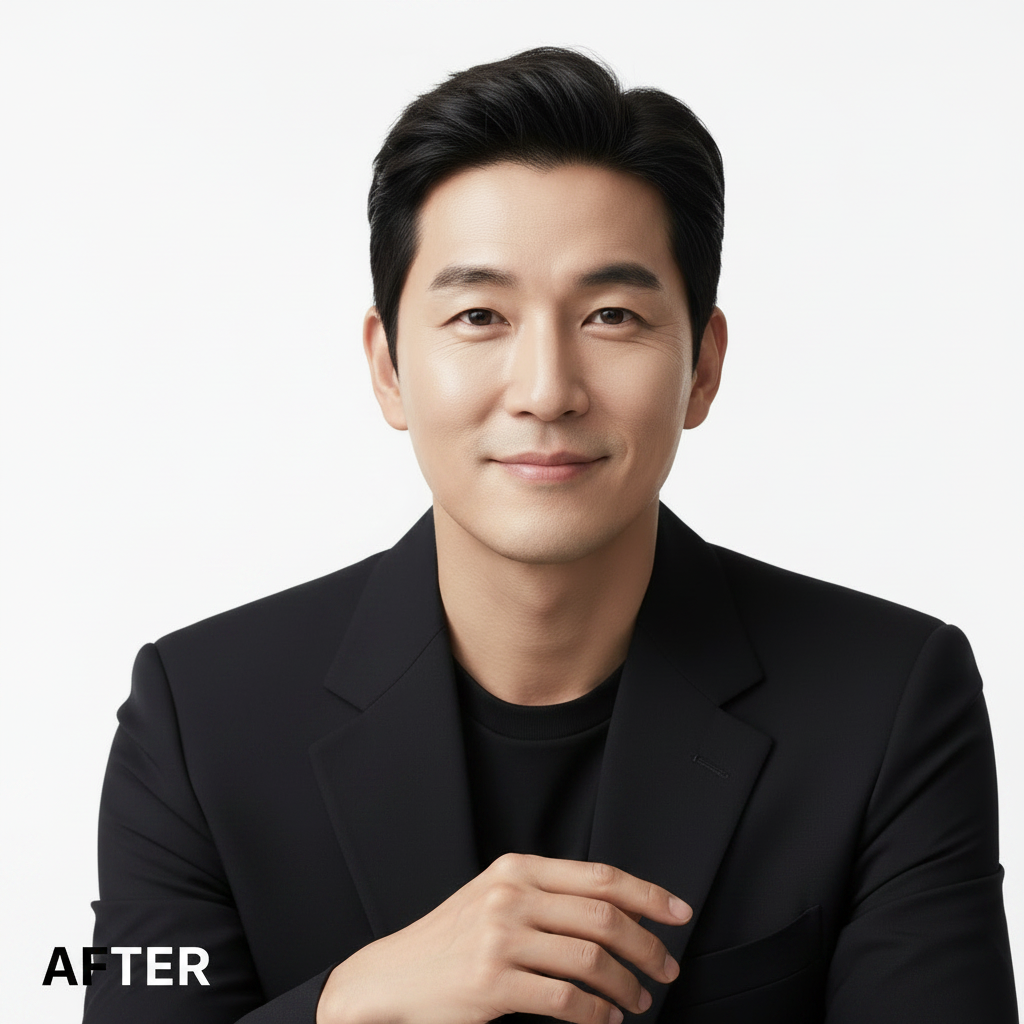 IOPE Men All Day Perfect All-in-One 120ml - healthy glowing youthful skin after IOPE Men all-in-one skincare AFTER
Korean male AFTER 2