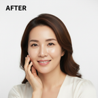 Round Lab Camellia Deep Collagen V-Lifting Gel Mask – Korean model AFTER clear luminous lifted skin close-up
