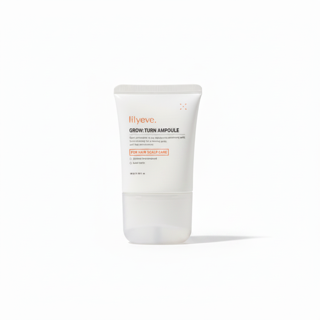 Lilyeve Scalp Essence Shampoo 100ml white squeeze bottle close-up on pure white background
