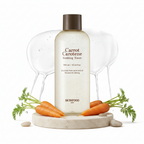 SKINFOOD Carrot Carotene Soothing Toner 300ml product shot with water splash effect on clean background
