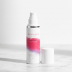 Superfood Oil Serum white bottle with cap open showing dispenser nozzle, silver ring band and pink gradient label

