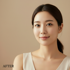 AFTER – Korean model with radiant hydrated skin after using TIRTIR Mask Fit Make-up Fixer 80ml
