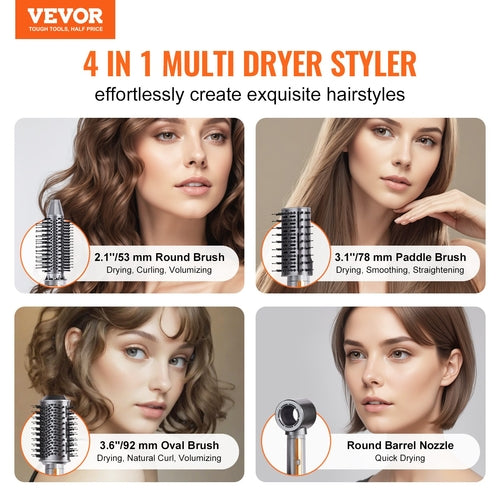 4-in-1 Hair Air Styler - Front View with Attachments
