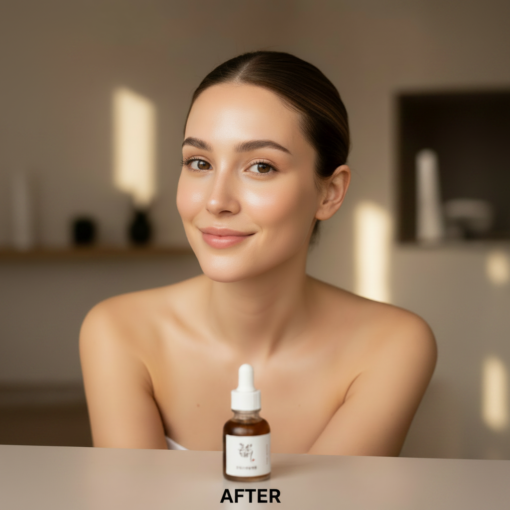 Western woman in her 20s – AFTER using Beauty of Joseon Revive Serum, radiant even-toned skin
