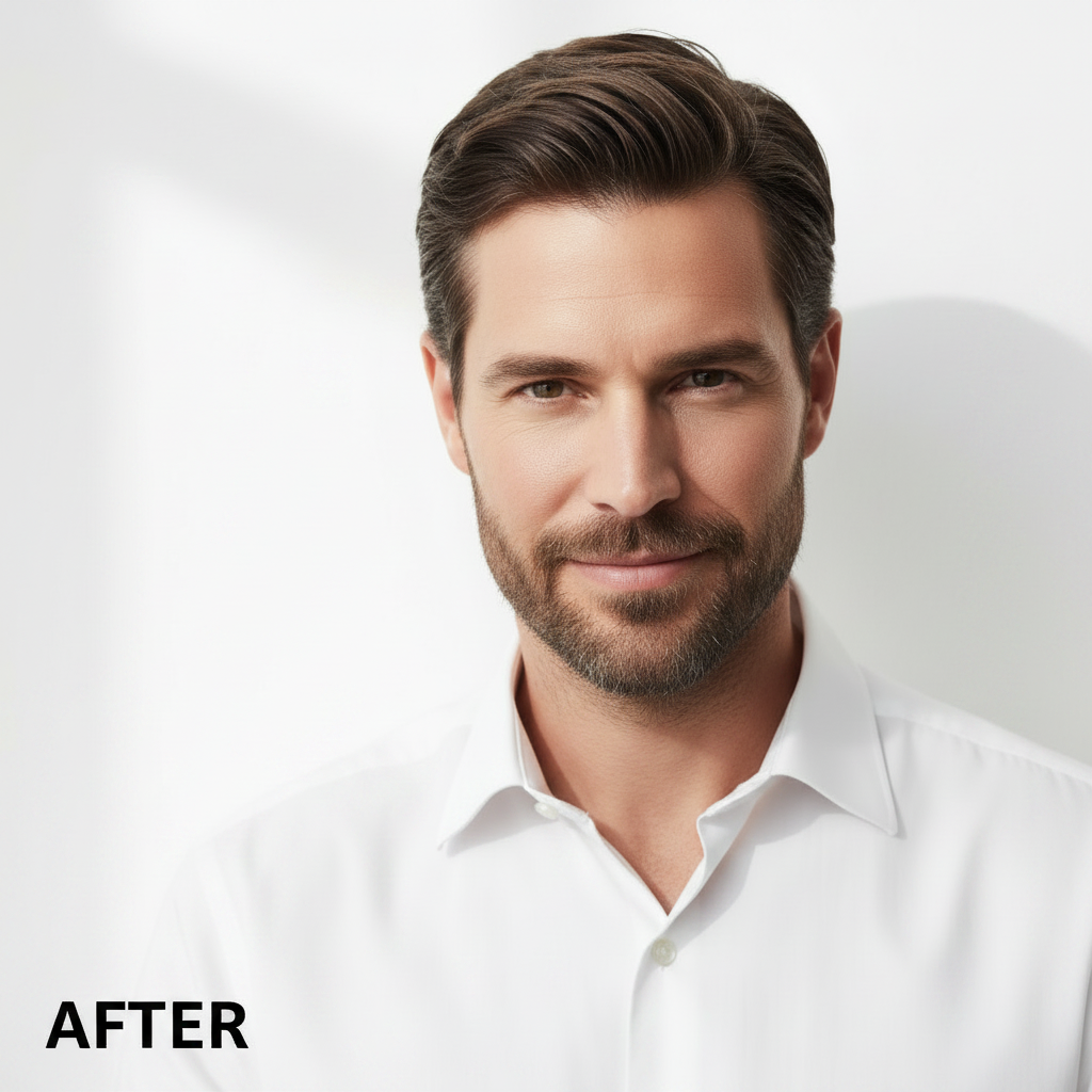 Western man – AFTER using IOPE Men All Day Perfect All-in-One, visibly firmer brighter youthful skin


