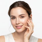After using SKINFOOD Yuja C Serum — Western woman with visibly brighter, even-toned glowing skin

