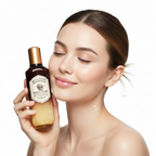 Western woman holding SKINFOOD Royal Honey Propolis Enrich Toner 160ml — Korean nourishing toner
