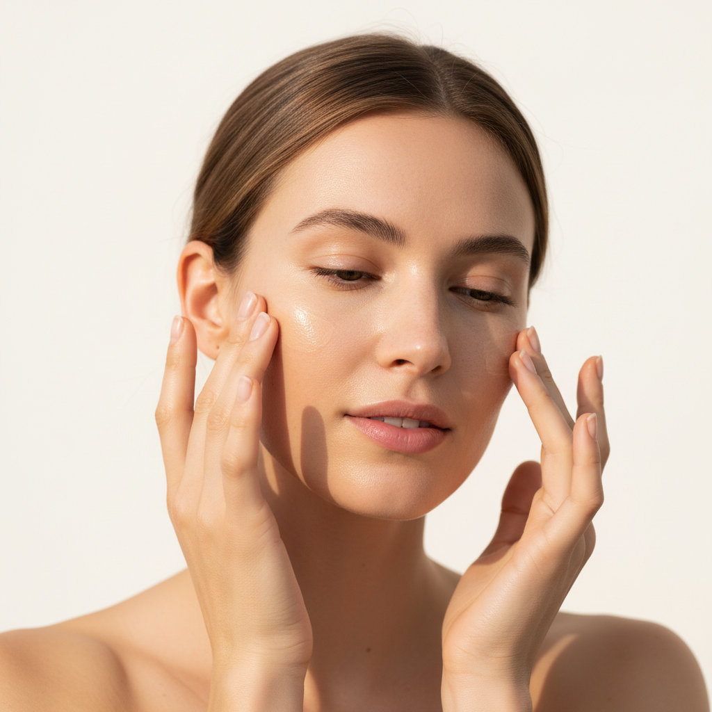 Anua Zero-Cast Moisturizing Finish Sunscreen 50ml – Western model BEFORE applying zero white cast sunscreen for lightweight daily moisturizing SPF protection
